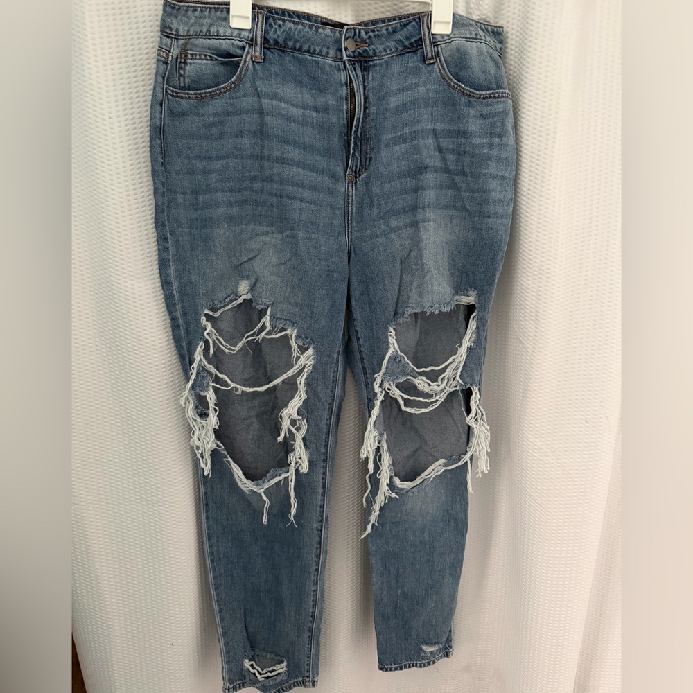 Fashion Nova Ripped Blue Skinny Jeans
